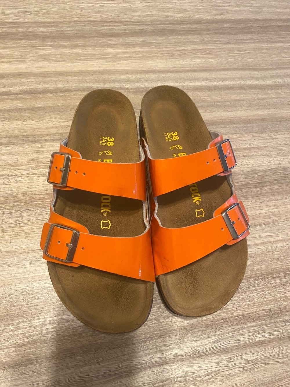 Birkenstock Women Orange Two-Strap Sandals